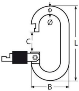 Karabinerhaken mit Sicherheitsmutter Rostfreistahl A4 8X70MM