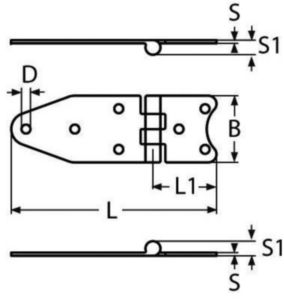 Dobradiça de porta, assimétrica tipo A+B Aço inoxidável (Inox) A2