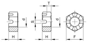 Hexagon slotted nut UNF ASME B18.2.2 Steel SAE J995 Plain Gr.2