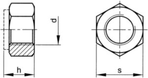 Prevailing torque type hexagon nut with non-metallic insert DIN 985 Steel Zinc plated |8| M3