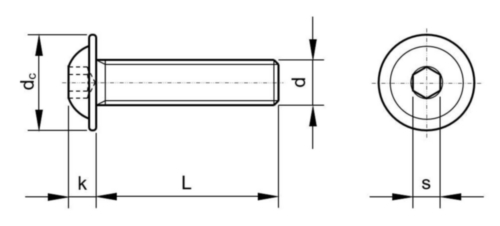 Laagbolkopschroef met binnenzeskant en flens ISO 7380-2 Staal Blank 010.9