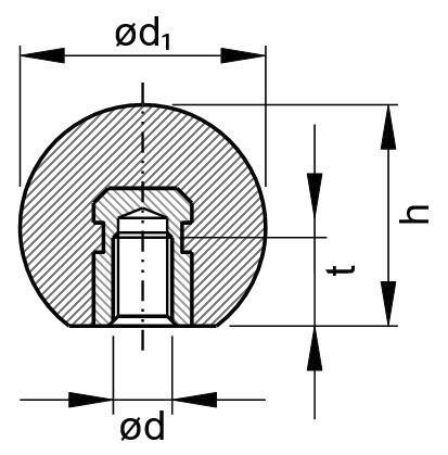Ball knob with metal thread insert DIN ≈319 E Plastico Fenolformaldehyde (bakelite) FS31