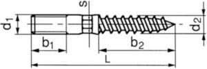 Dowel screw with hexagonal shank and hexalobular socket Acero Cincado