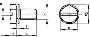 Slotted screw and washer assembly with plain washer DIN ≈6900 Steel Zinc plated yellow passivated 5.8 M4X10