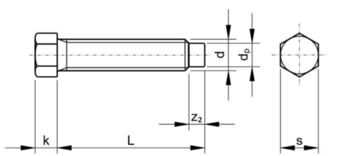 Small hexagon head set screw with full dog point DIN 561 Steel Plain 22H M8X18