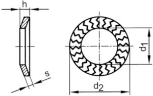 Șaibă conică elastică pt. șuruburi 8.8 & 10.9, tip Z Oțel arc Zincare cu fulgi - ISO 10683