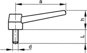 Clamp lever firm Glass-fibre reinforced plastic with threaded rod