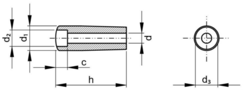 Handle with push-fit bore Glass-fibre reinforced plastic