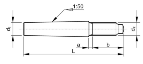 Conische pen met vaste lengte buitendraad DIN 7977 Automatenstaal