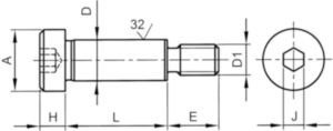 Hexagon socket head shoulder screw UNC ASME B18.3 Steel Plain 012.9 (5/16)3/8X2 Inch