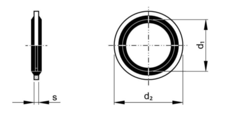 Bonded seal, self centering Steel / NBR Zinc plated 6,99X13,34X1,22