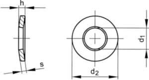 Conical spring washer for bolted connections DIN 6796 Spring steel