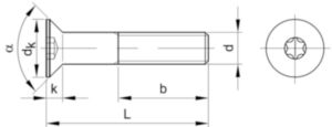 Śruby z łbem stożkowym płaskim z gniazdem sześciokarbowym ISO ≈10642 Stal Ocynkowane 08.8