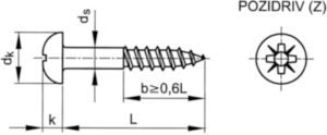 Parafuso rosca para madeira cabeça oval fenda cruz DIN 7996-Z Aço inoxidável (Inox) A2