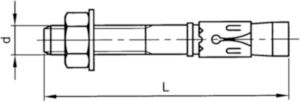 Spit Horgonycsavar Acél Horganyzott M12X65