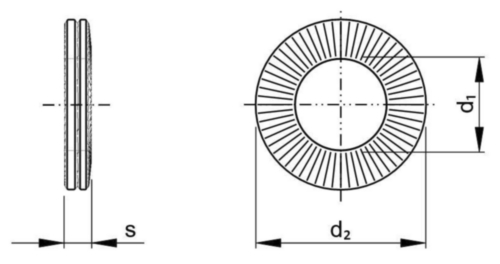 NORD-LOCK Vibratiebestendige X-serie verende wigborgring met grote buitendiameter Staal Delta Protekt® X-serie M10