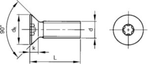 Hexalobular countersunk head screw DIN ≈965 A Stainless steel A4 80 M3X16
