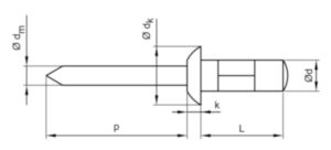 Platbolkop meerbereiks blindklinknagel, open Aluminium AlMg 2,5 / Staal Elektrolytisch verzinkt
