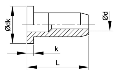 Écrou noyé ouvert, tête cylindrique, fût rond lisse Acier inoxydable (Inox) A4