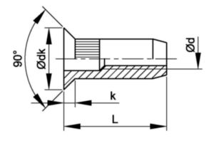 Blind rivet nut open, countersunk head, round serrated body, Stainless steel Stainless steel A2