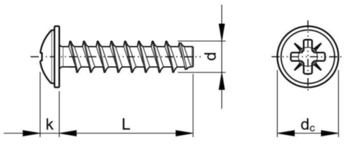 Zelfdraadvormende platbolkopschroef met kruisgleuf Staal Elektrolytisch verzinkt