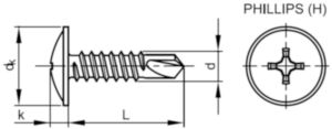 Self drilling cross recessed screw for back panels Phillips Steel Zinc plated 4,2X13MM