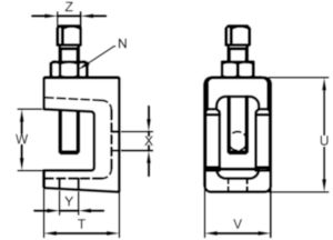 LINDAPTER Flensklem type LC met stelschroef en moer Smeedbaar gietijzer Elektrolytisch verzinkt LC