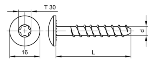 Betonschroef platbolkop type BT Staal Elektrolytisch verzinkt 6X65MM