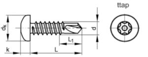 Zelfborende pancilinderschroef met ttap® DIN ≈7504 M Roestvaststaal (RVS) A2