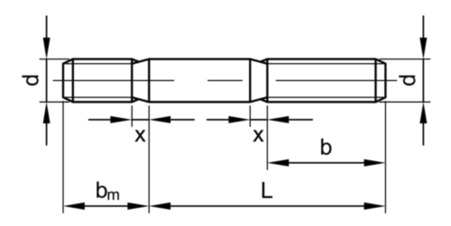 Esparrago metal ≈ 2d DIN 835 Acero Sin revestimiento 8.8 M12X35