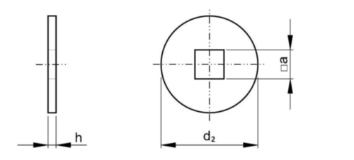 Rondelle plate à trou carré, pour les constructions en bois DIN 440 V Acier Brut 100 HV