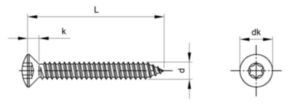 Hexalobular raised countersunk head ISO 14587 C Stainless steel A4