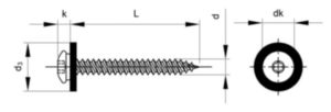 Vensterbankschroef met nylon ring en T-ster, wit Roestvaststaal (RVS) A2 ST3,9X22MM