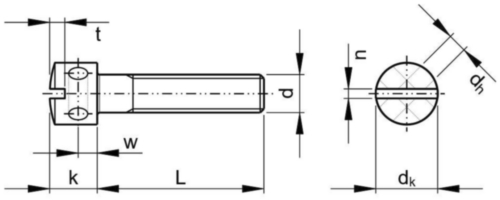 Vis à tête cylindrique fendue avec perçage en croix DIN 404 Acier inoxydable (Inox) A1 50