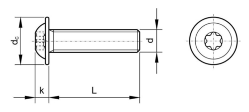 Hexalobular socket button head screw with flange ISO ≈7380-2 Acero inoxidable (Inox) A2
