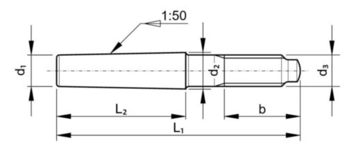 Goupille conique à filetage extérieur et longueur conique constante DIN 258 Acier de décolletage Brut