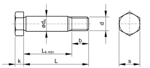 Sechskant-Schulterschraube DIN 610 Stahl Blank 10.9