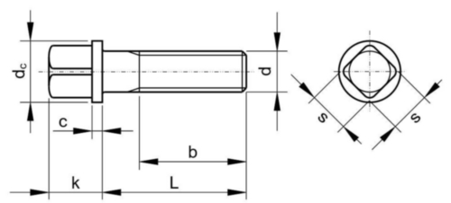 Vierkant kraagbout DIN 478 Staal Blank 10.9 M10X50