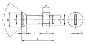 Structural assembly set with countersunk bolt DIN 7969 Steel Zinc plated 4.6