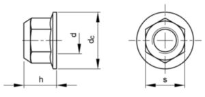 Zeskant zelfborgende flensmoer, geheel metaal MF MBN 13023 Staal flZnnc 720h-L 10 M14X1,50