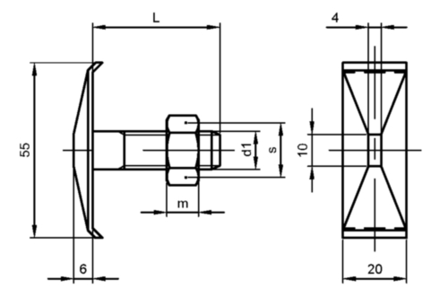 Tornillo de fijación con tuerca din 25193 DIN 25193 Acero Derecha Sin revestimiento 4.6 M8X45