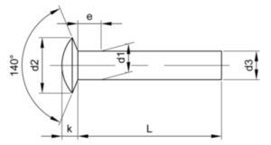 Lenskop klinknagel DIN 662 Staal C4C/C10C Blank