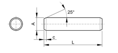 Parallel pin (dowel pin) unhardened ground ASME ASME B18.8.2 Stainless steel AISI 316