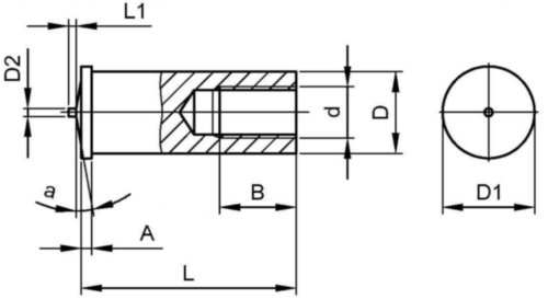 Zvárací čáp s vnútorným závitom ISO 13918-IT Oceľ Pomedené M3X8