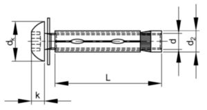 SECURITY Hexalobular socket button head sleeve anchor with pin Stal nierdzewna A2 M8X55