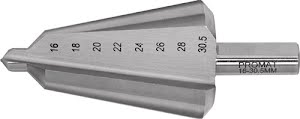 Conical sheet metal bit drill. range 16-30.5 mm HSS-Co overall length 76 mm no.