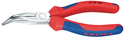 Needle-nose pliers length 160 mm flat-round 40 deg angled multi-component handle