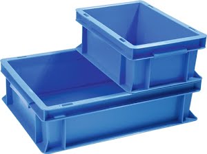 Promat Stackable transport container L 400 x W 300 x H 120 mm blueP recessed grip clo