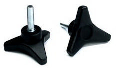 Three-arm knob with threaded end Glass-fibre reinforced plastic
