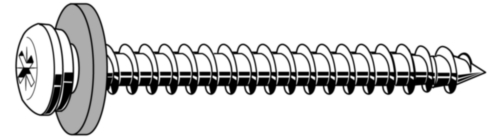 Vensterbankschroef met nylon ring en Pozidriv kruisgleuf, wit Roestvaststaal (RVS) A2 ST3,9X16MM